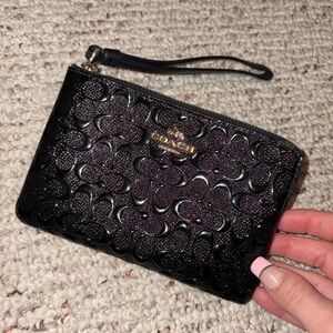 Coach Black Embossed Wristlet Clutch